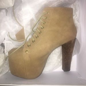 Jeffrey Campbell Lita Taupe Ankle Heel Booties